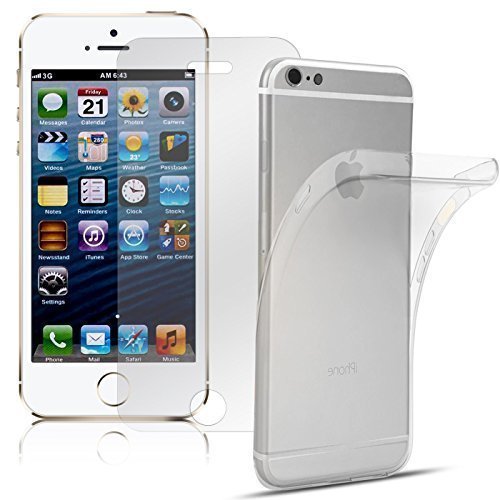 Conie Hülle für [ 2er Pack Set Hülle + Folie ] iPhone 6S, 6 Silikonhülle, Backcover, Hülle Transparent/Durchsichtig, für iPhone 6S, für 6 (4.7") von Conie