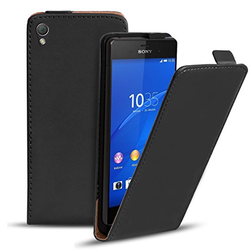 Conie Hülle für Sony Xperia Z3+ Flip Case, Klapphülle Schwarz, PU Leather Case, Premium Handy Schutz Hülle aus PU Leder, für Sony Xperia Z3+ (5.2") von Conie