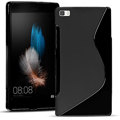 Conie SC12167 S Line Case Kompatibel mit Huawei P9, TPU Smartphone Hülle Transparent Matt rutschfeste Oberfläche für P9 Rückseite Design Schwarz von Conie