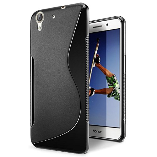 Conie SC13867 S Line Case Kompatibel mit Huawei Y6 II, TPU Smartphone Hülle Transparent Matt rutschfeste Oberfläche für Y6 II Rückseite Design Schwarz von Conie