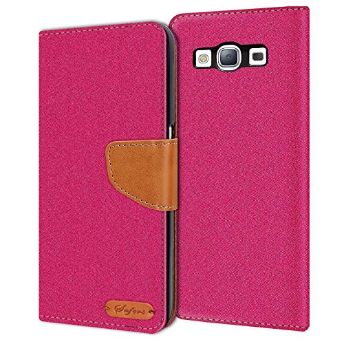 Conie Samsung Galaxy S3 / S3 Neo Hülle für Galaxy S3 / S3 Neo Tasche, Textil Denim Jeans Look Booklet Cover Handytasche Klapphülle Etui mit Kartenfächer, Pink von Conie