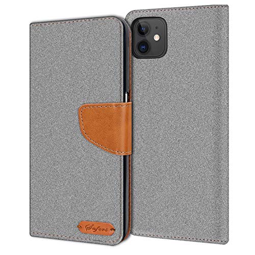 Conie iPhone 11 Hülle für iPhone 11 Tasche, Textil Denim Jeans Look Booklet Cover Handytasche Klapphülle Etui mit Kartenfächer, Grau Conie iPhone 11 Hülle für iPhone 11 Tasche, Textil Denim Jeans Look Booklet Cover Handytasche Klapphülle Etui mit Kartenfächer, Grau von Conie