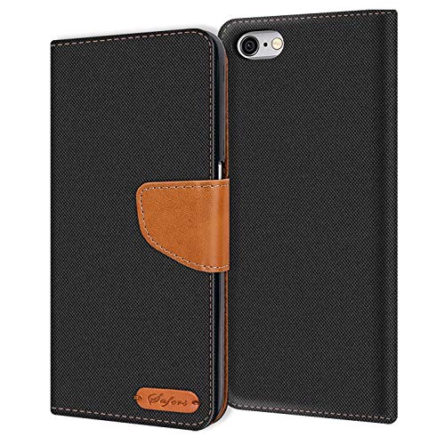 Conie iPhone 6 Plus, iPhone 6S Plus Hülle für iPhone 6 Plus, iPhone 6S Plus Tasche, Textil Denim Jeans Look Booklet Cover Handytasche Klapphülle Etui mit Kartenfächer, Schwarz Conie iPhone 6 Plus, iPhone 6S Plus Hülle für iPhone 6 Plus, iPhone 6S Plus Tasche, Textil Denim Jeans Look Booklet Cover Handytasche Klapphülle Etui mit Kartenfächer, Schwarz von Conie