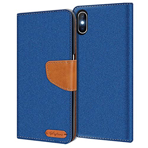 Conie iPhone XS Max Hülle für iPhone XS Max Tasche, Textil Denim Jeans Look Booklet Cover Handytasche Klapphülle Etui mit Kartenfächer, Blau Conie iPhone XS Max Hülle für iPhone XS Max Tasche, Textil Denim Jeans Look Booklet Cover Handytasche Klapphülle Etui mit Kartenfächer, Blau von Conie