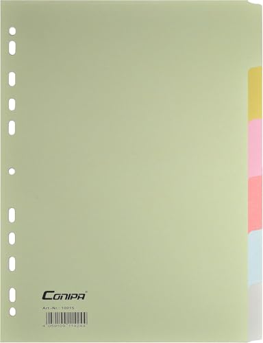 Conipa® - 10er Set 6 Farben Taben Register für Ordner DIN A4 (MADE IN GERMANY) - Ordner-Registerblätter & Trennblätter KARTON (Universallochung) - Trennregister & Trennstreifen Akten & Hefter (Grün) von Conipa