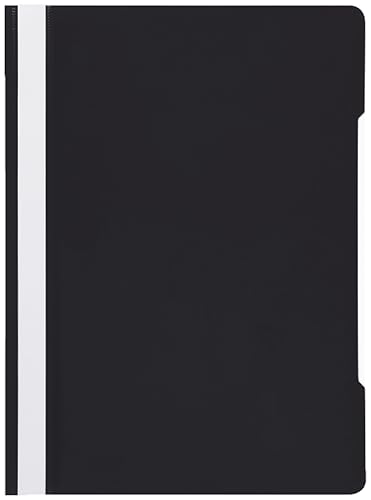 Conipa® 25 x Schnellhefter Schwarz DIN A4 (Set) mit Beschriftungsfeld PP-Kunststoff (Plastik) - Hefter & Mappe für Schule & Büro (stabil) - Heft-Mappen Organisation (PVC-frei) transparentes Deckblatt von Conipa