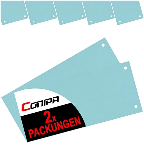 Conipa Trennstreifen, aus Karton, gelocht, 190 g/m², recycelter Karton (blau, 2 Packungen) von Conipa