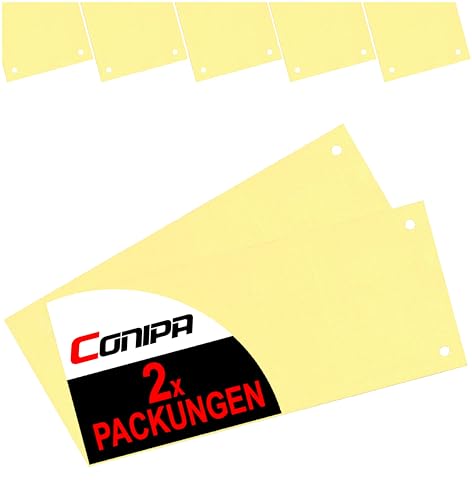 Conipa Trennstreifen, aus Karton, gelocht, 190 g/m², recycelter Karton (gelb, 2 Packungen) von Conipa