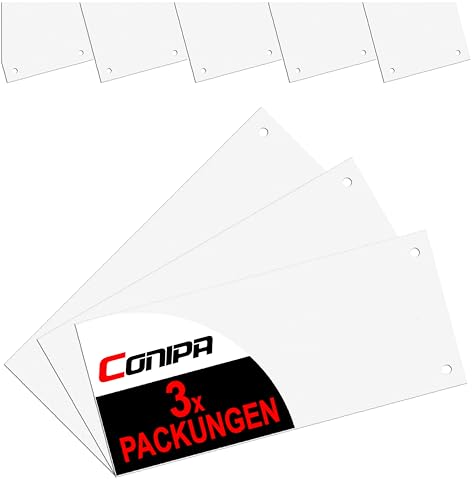 Conipa Trennstreifen, aus Karton, gelocht, 190 g/m², recycelter Karton (weiß, 3 Packungen) von Conipa