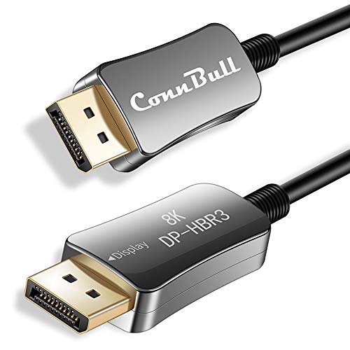 ConnBull DisplayPort 1.4 Glasfaser Kabel 15m Unterstützung 4K@144Hz, 8K@60Hz, 32,4 Gbit/s, HDR für Monitor, Gaming Grafikkarte von ConnBull