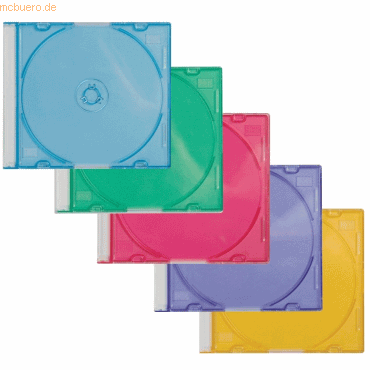 Connect CD-Hülle Slim Line farbig sortiert VE=25 Stück von Connect