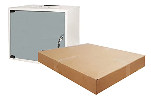 Connetto - 19-Zoll-Rackschrank zerlegt, 9 Einheiten zur Wandmontage, für Netze (H) 460 x (B) 540 x (T) 400 mm, Farbe grau, Glastür von Connetto