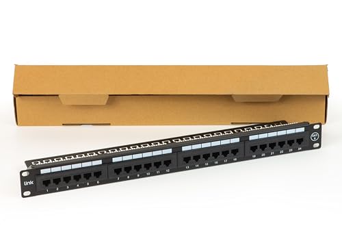 Connetto - 19" ungeschirmtes utp 24-Port 8-poliges RJ45-Patchpanel für Netzwerke der Kategorie 6 schwarz von Connetto