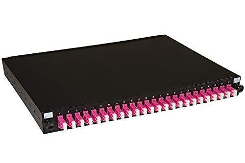 Connetto - Glasfaserplatte 19" mit 24 Adaptern LC Duplex OM4 Tiefe 250 mm Farbe schwarz von Connetto