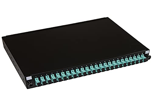 Connetto - Glasfaserplatte 19" mit 24 SC-Simplex-Adaptern OM3 Tiefe 250 mm Farbe schwarz von Connetto