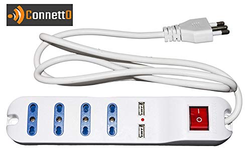 Connetto MULTIPRESSE 4 UNIVERSAL ITA 10/16 A - Spina 16 A mit 2 USB-Buchsen von Connetto