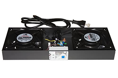 Connetto COVENT2 Belüftungssystem für Schränke Wandregal Modul 2 steuerbare Lüfter für den Außenbereich mit Thermostat aus schwarzem Metall Abmessungen 35 x 14 x 4 cm von Connetto