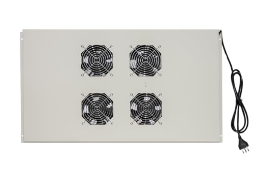 Connetto - Modul mit 4 Deckenventilatoren in Grau mit Thermostat für Schränke 22/42U Tiefe 800-1000 Links von Connetto