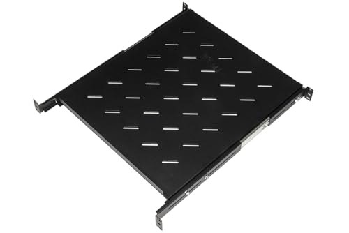 Connetto - Universalablage für 19-Zoll-Rackschränke, ausziehbar auf Teleskopschienen, 1 Einheit, schwarz, 550 mm. von Connetto