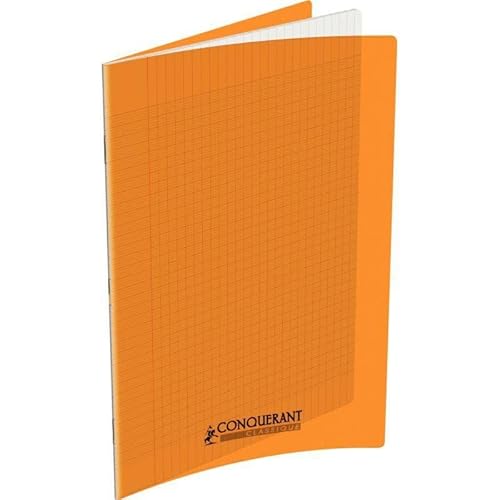 Conquérant Klassisches Notizbuch, 24 x 32 cm, große Karos, 48 Seiten, geheftet, Einband aus Polypropylen, Orange von Conquérant