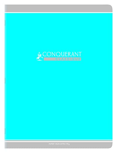 Conquérant Klassisches Notizbuch, 24 x 32 cm, große Karos, Seyès, 96 Seiten, geheftet, Einband, recycelte Karte, Blau von Conquérant