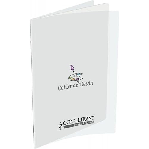 Conquerant Klassisches Zeichenblock, 24 x 32 cm, liniert, 96 Seiten, Einband aus Polypropylen, farblos von Conquérant