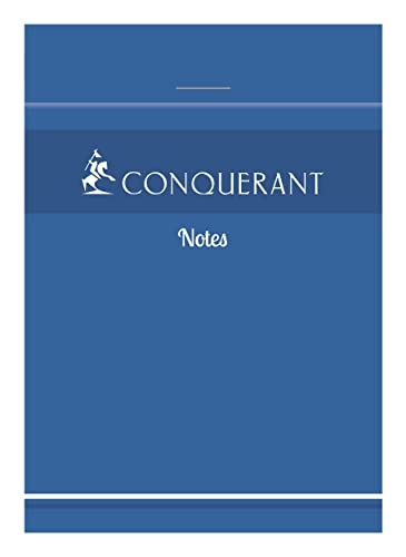 Conquérant Notizblock, A7, kleine Karos, 5 mm, 200 Seiten, Heftklammert, für Karten, Blau, 72 Stück von Conquérant