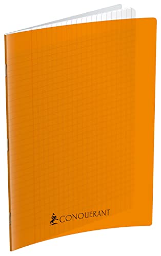 Conquérant Notizbuch, A4, große Karos, Seyès, 192 Seiten, geheftet, Einband, Polypropylen, Orange von Conquérant