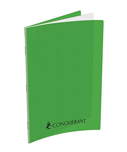 Conquérant Notizbuch, A4, große Karos, Seyès, 192 Seiten, geheftet, Einband aus Polypropylen, Grün von Conquérant