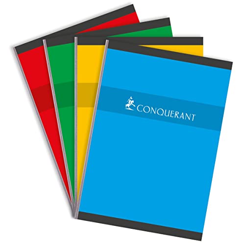 Conquérant Notizbuch, A4, große Karos, Seyès, 288 Seiten, broschiert, Einband, Karte, verschiedene Farben von Conquérant