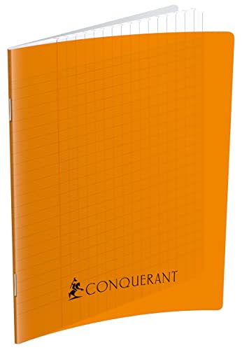 Conquérant Notizbuch, klassisch, 17 x 22 cm, kariert, 192 Seiten, Polypropylen-Einband, Orange von Conquérant