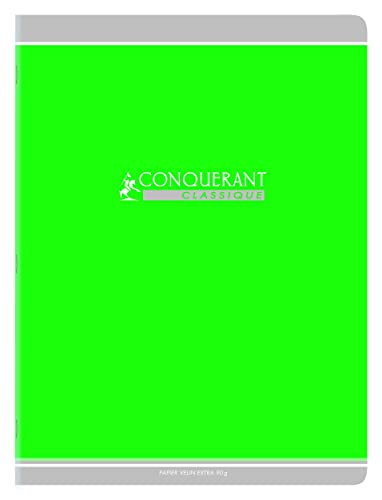 Conquérant Notizbuch Classic Seyès, 24 x 32 cm, kariert, 96 Seiten, aus recyceltem Karton, Grün von Conquérant