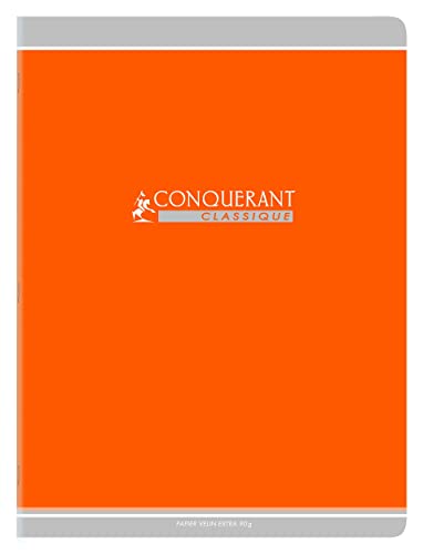 Conquérant Notizbuch Classic Seyès 24 x 32 cm, kariert, 96 Seiten, aus recyceltem Karton, Orange von Conquérant