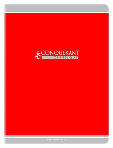 Conquérant Notizbuch Classic Seyès 24 x 32 cm, kariert, 96 Seiten geheftet, recycelter Karton, rot von Conquérant