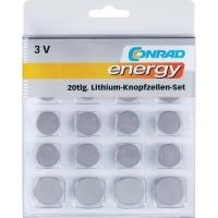 CONRAD ENERGY 20tlg. Lithium-Knopfzellen-Set 2 x CR 1025 (10 x 2,5 mm), 2 x CR 1620 (16 x 2 mm), 2 x CR 1632 (16 x (650675) von Conrad