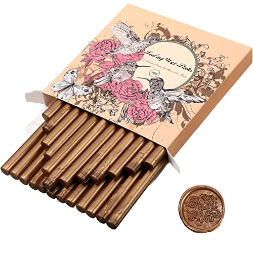 Containlol 24 Packungen Klebepistole Siegelwachs Sticks für Wachssiegel Stempel für Hochzeit Einladungen, Karten Umschläge, Schneckenpost, Weinpakete, Weihnachten Geschenk Ideen (Bronze) von Containlol