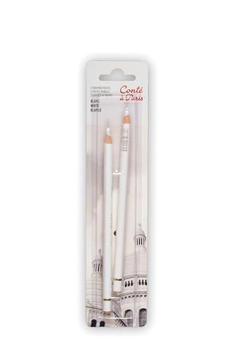 Conté à Paris 50116 Pastellstifte 2er Set in Weiß – Hochpigmentierte Künstlerstifte, Pastellfarben für Skizzen & Zeichnungen, Detailarbeiten, Landschaftsmalerei, Porträts, Made in France von Conté à Paris
