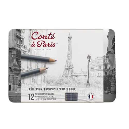 Conté a Paris 750404 Graphitstift in Künstlerqualität für kontrastreiches und flächiges Zeichnen, Schreiben und Skizzieren - 12er Set Graphitstift von Conté à Paris