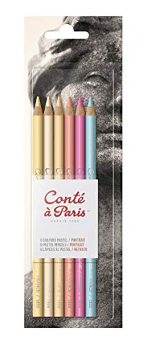 Conté à Paris 50112 Pastellstifte 6er Set für Portrait – Hochpigmentierte Künstlerstifte, Pastellfarben für Skizzen & Zeichnungen, Detailarbeiten, Landschaftsmalerei, Porträts, Made in France von Conté à Paris