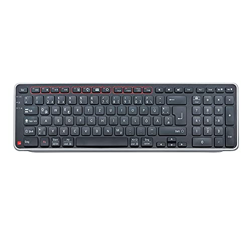 Contour Balance Keyboard | Bluetooth Tastatur kabellos mit USB Dongle| QWERTZ Layout | Super Flache Funktastatur | Nummernblock + Mediatasten | Für Zuhause und Arbeit | Für Windows und Mac von Contour