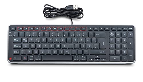 Contour Balance Keyboard | Kabelgebundene Tastatur | QWERTZ Layout | Super Flache Computertastatur | Nummernblock + Mediatasten | Für Zuhause und Arbeit | Für Windows und Mac von Contour