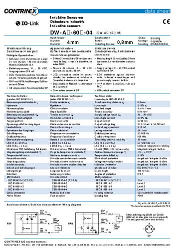 Contrinex Induktiver Sensor 4mm bündig PNP DW-AV-603-04-236 von Contrinex