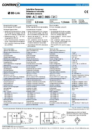 Contrinex Induktiver Sensor 6.5mm bündig PNP DW-AD-603-065-220 von Contrinex