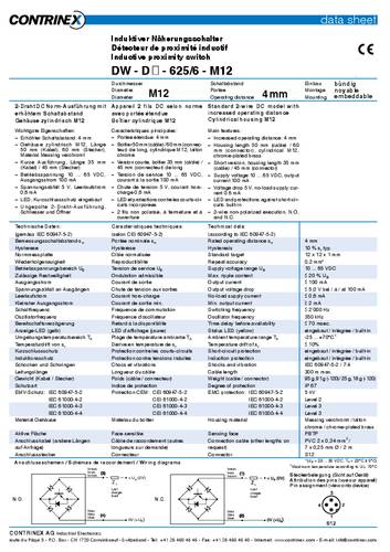 Contrinex Induktiver Sensor DW-DD-625-M12-220 von Contrinex