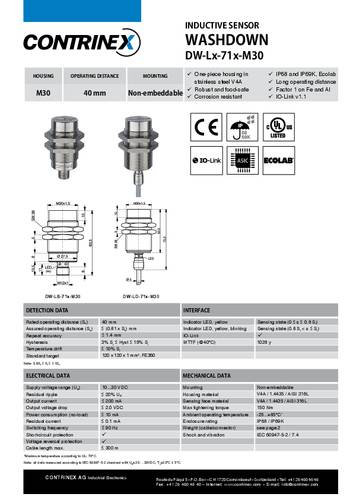 Contrinex Induktiver Sensor M12 bündig NPN DW-AD-701-M12-295 von Contrinex