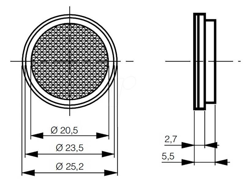 LXR 0000 025 - Reflektor, Ø 25 mm von Contrinex