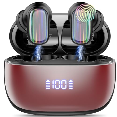 Conyat Bluetooth-Kopfhörer, Bluetooth 5.4 Kopfhörer, Wireless Bluetooth, 48H Bluetooth Kopfhörer in Ear mit MIC, LED-Display/Aufladung, IPX7 Wasserdicht, Rot Conyat Bluetooth-Kopfhörer, Bluetooth 5.4 Kopfhörer, Wireless Bluetooth, 48H Bluetooth Kopfhörer in Ear mit MIC, LED-Display/Aufladung, IPX7 Wasserdicht, Rot von Conyat