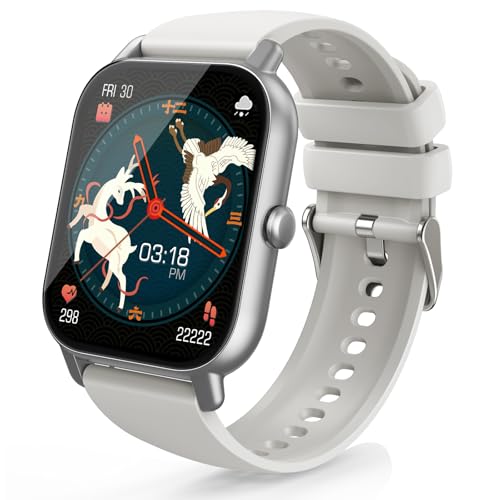 Conyat Smartwatch mit Bluetooth Anrufe, 1,85" Smart Watch, IP68 Wasserdicht für Android/iOS Cremefarben von Conyat