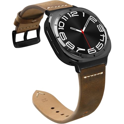 CooBES Echtlederbänder Kompatibel mit einer Samsung Galaxy Watch Ultra 47mm Mode Ersatz Armband, Classics Smart Uhrenarmbänder mit Bandanschluss für Frauen Männer. (Kaffee) von CooBES