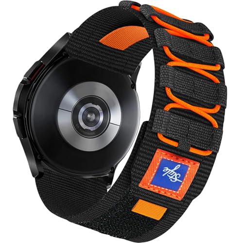 CooBES Nylon Loop Elastic Bands Kompatibel mit Samsung Galaxy Watch 6 Classic 43mm 47mm, 20mm Sport Straps Kompatibel für Samsung Galaxy Watch 42mm/Watch 3 41mm für Frauen Männer. (Schwarz) von CooBES